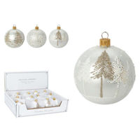 Decor de Crăciun și Anul Nou Promstore 48974 Шар елочный стеклянный 100mm Mouth blow белый