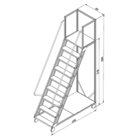 Многофункциональная лестница с прочной платформой Gama Cirus, 8+1 ступеней, чёрный
