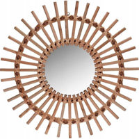 Зеркало H&S 50608 de perete D50cm Razele soarelui, lemn, natural