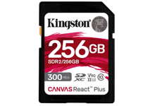 Карта памяти  256GB  SDXC Card (Class 10) UHS-II , U3, Kingston Canvas React