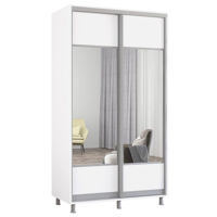 Dulap Mobildor-Lux Aron-S uși glisante din PAL cu oglindă orizontal (120x60x240H cm) Alb Brilliant