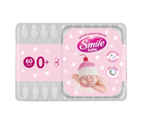 Beţişoare cu vată pentru copii Smile Baby, 60 buc.