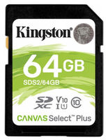 .64GB  SDXC Card (Class 10) UHS-I , U1, Kingston Canvas Select Plus "SDS2/64GB" (R:100MB/s)