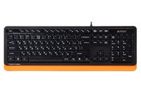 Keyboard A4Tech FK10, Multimedia Hot Keys, Laser Inscribed Keys , Splash Proof, Black/Orange, USB