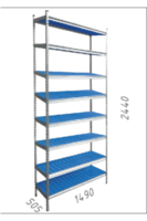 cumpără Raft metalic galvanizat cu placă din plastic Gama Box  1490Wx505Dx2440H mm, 8 polițe/PLB în Chișinău