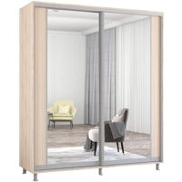 Dulap Mobildor-Lux Aron cu uși glisante cu oglindă vertical (210x60x220H cm) Sonoma