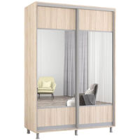 Dulap Mobildor-Lux Aron-P uși glisante din PAL cu oglindă orizontal (150x60x240H cm) Sonoma