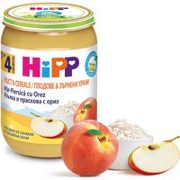 Hipp piure din mere și piersic cu orez integral, 4+ luni ,190 gr