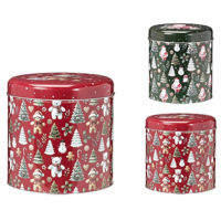 Decor de Crăciun și Anul Nou Promstore 20283.2 Cutie de Craciun D17cm, H18cm Brazi, ursuleti, metal