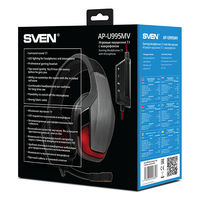 Gaming Headset SVEN AP-U995MV, 50mm drivers, 20-20000Hz, 32 Ohm, 108dB, 520g., USB, Black/Red