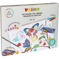 Набор для творчества Primo Crafts PAINTSET1 Set de colorat 43 de piese, 6 șabloane, 12 acuarele, 8 creioane,14 culori 4,5ml, 1 pensulă, 1 paletă, 1 creion