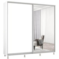 Dulap Mobildor-Lux Aron-S uși glisante din oglindă și PAL (200x60x230H cm) Alb Brilliant