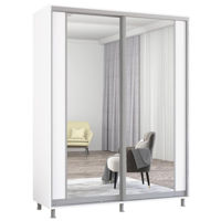 Dulap Mobildor-Lux Aron-S uși glisante din PAL cu oglindă vertical (170x60x240H cm) Alb Brilliant