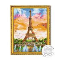 Картина по номерам Art Gallery GA76392 Mozaic cu diamante 40x50cm Turnul Eiffel si nori multicolori