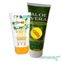 Lovea Vegan Lapte protectie solara hidratant SPF50 150ml + Aloe Vera Pure gel fata&corp 200ml Human Care CADOU