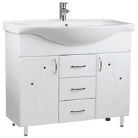 Шкаф под умывальник Mashtab 11427 Cristal cu 3 sertare 90cm Alb