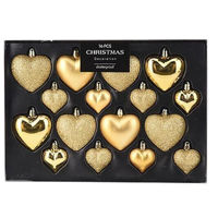 Decor de Crăciun și Anul Nou Promstore 20300 Set decoratiuni pentru brad Inima 16buc, aurii