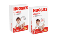 1 Set 2 pachete scutece Huggies Classic Jumbo 4  (7-18 kg), 44 buc