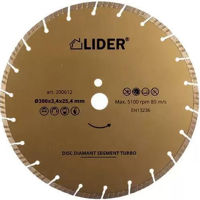 Disc de tăiere Lider 200612 Disc diamantat segment turbo 300x3.4x25.4mm
