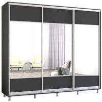 Dulap Mobildor-Lux Aron uși glisante din PAL cu oglindă orizontal (240x60x200H cm) Anthracite