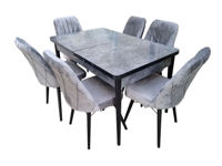 Комплект стол раздвижной MDF2 серый + 6 стульев серых