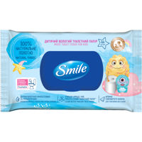 Smile, Hârtie igienică umeda pentru copii,  44 buc.