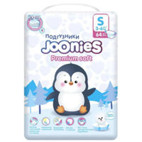 Аксессуар для самых маленьких Joonies 953211 Premium Soft Подгузники, S (3-6 кг), 64 шт.