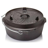Казан Petromax Dutch Oven 6L cu capac si fund plat, fonta