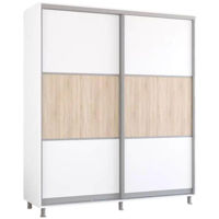 Dulap Mobildor-Lux Aron-S uși glisante din PAL orizontal (190x60x220H cm) Alb Brilliant