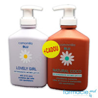 Camomilla Blu Lovely Girl pH 5.5 gel intim 3-12 ani 300ml + Camomilla Blu Natural Coco pH 4.5 gel intim cocos, musetel 300ml Cadou