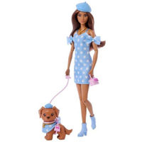 Păpușă Barbie JFP38 Ținute Asortate, brunetă cu cățeluș