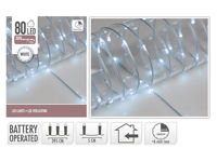 Luminite de Craciun "Fir" 80microLED alb, 4m, 3XAA, cronometru