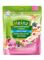 Terci Heinz din cereale cu lapte cu mere, zmeură și coacoză neagră (12+ luni), 200 gr.