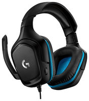 Gaming Headset Logitech G432, 50mm driver, 20-20000Hz, 39 Ohm, 107dB, 280g, 3.5mm/USB, Black/Blue