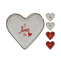 Farfurie Promstore 18342 Platou de servire Sf.Valentine 21cm Inima alb/rosu, porțelan
