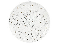 Farfurie de deser 20.5cm Metallic Speckle ”Bulină”, albă