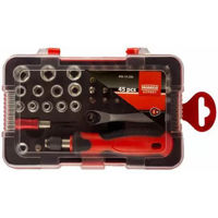 Set de unelte de mână Modeco Expert 309722 MN-14-206, set chei tubulare si biti cu clichet si adaptori, 45 unitati 1/2”, 4-13mm, trusa din plastic