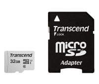 .32GB MicroSD (Class 10) UHS-I (U1),+SD adapter, Transcend "TS32GUSD300S-A" (R/W:95/45MB/s)