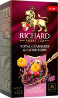 Чайный напиток Richard "Royal Cranberry & Cloudberry" фруктово-травяной ароматизированный 25 сашетов