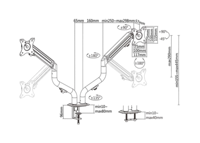 Table/desk 2-display mounting arm Gembird (rotate,tilt,swivel),17”-32”,up to 8 kg,VESA:75x75,100x100