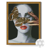 Картина по номерам Art Gallery QB206052 Mozaic cu diamante patrate 40x50cm Fluture bronz