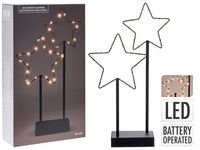 Figurina cu lumina LED "2 Stars" 40cm, metal, neagra