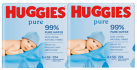 Набор Влажные салфетки Huggies Babywipes Pure, 4 x 56 шт