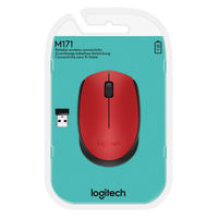 Wireless Mouse Logitech M171, Optical, 3 buttons, Ambidextrous, 1xAA, Red