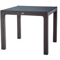 Mobilier pentru grădină Hydro S Masă Rattan cu sticlă, 90x90x75, Maro