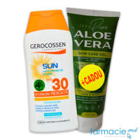 Gerocossen Sun Lapte protectie solara SPF30 200ml + Aloe Vera Pure gel fata&corp 200ml Human Care CADOU