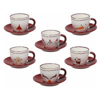 Чашка Andrea Fontebasso 54694 Set cani Xmas Milk&Coffee, 6buc cu farfurioare, portelan