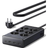 Фильтр электрический Ugreen 75141 20W 6-Outlet Power Strip | S622, Black