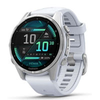 Ceas inteligent Garmin Fenix 8 – 43 mm, Silver with Whitestone Silicone Band (010-02903-00)