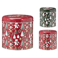 Decor de Crăciun și Anul Nou Promstore 20283.1 Cutie de Craciun D20cm, H20cm Brazi, ursuleti, metal